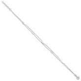 Sterling Silver 2-Strand Feathers 10 inch Plus 1 inch Extender - Total 11 inch Anklet